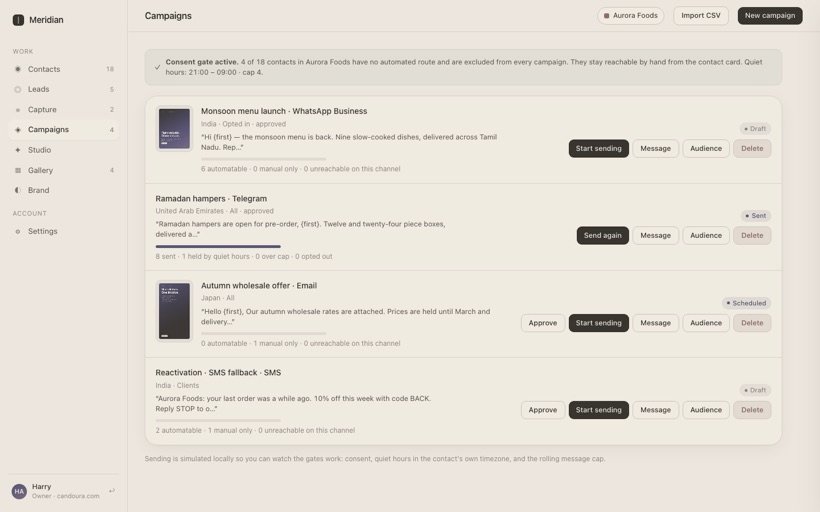 Campaigns screen
