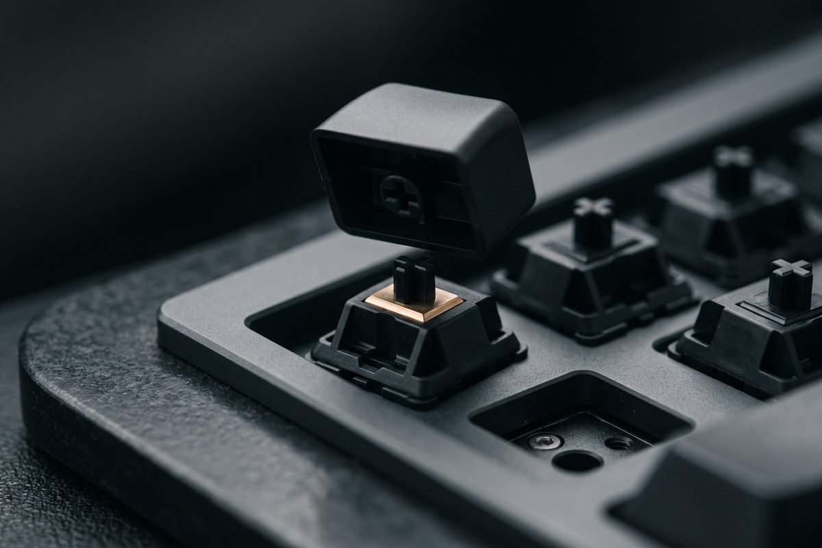 Keycap lifted from the switch, macro detail render