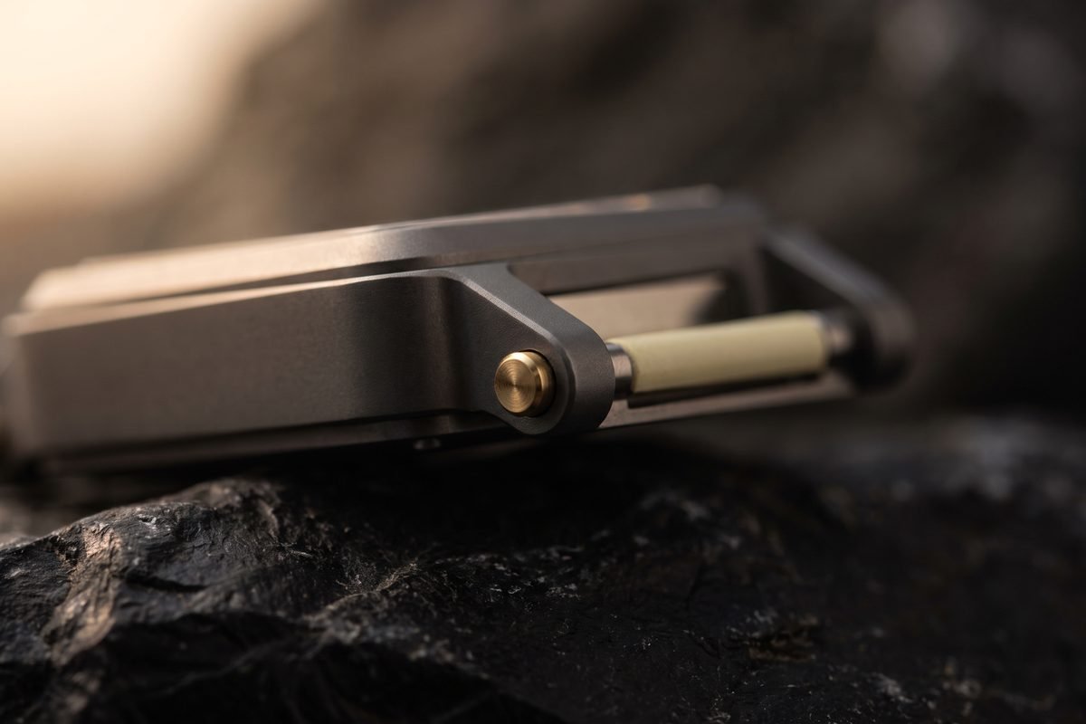 Strap lug and release pin, macro detail render