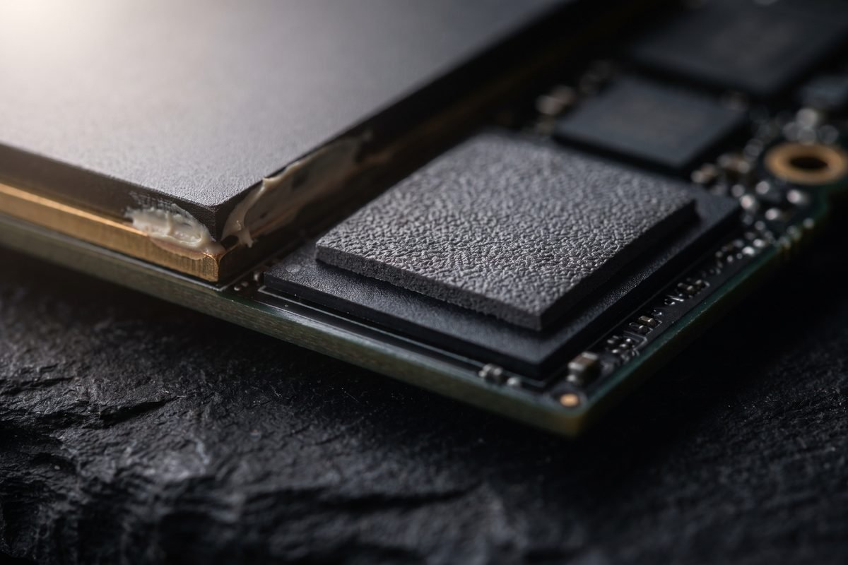 Thermal pad on the package, macro detail render