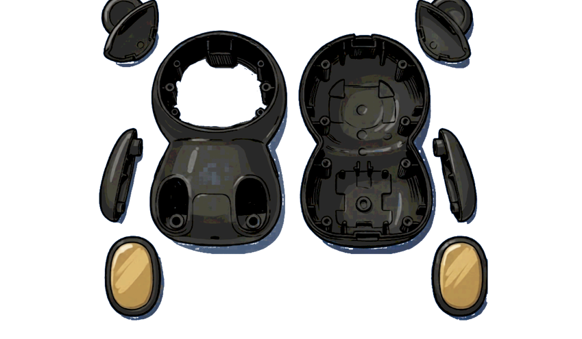 HB·001 shell components laid out